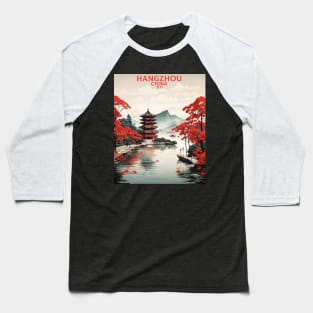 Hangzhou China Vintage Poster Tourism Baseball T-Shirt